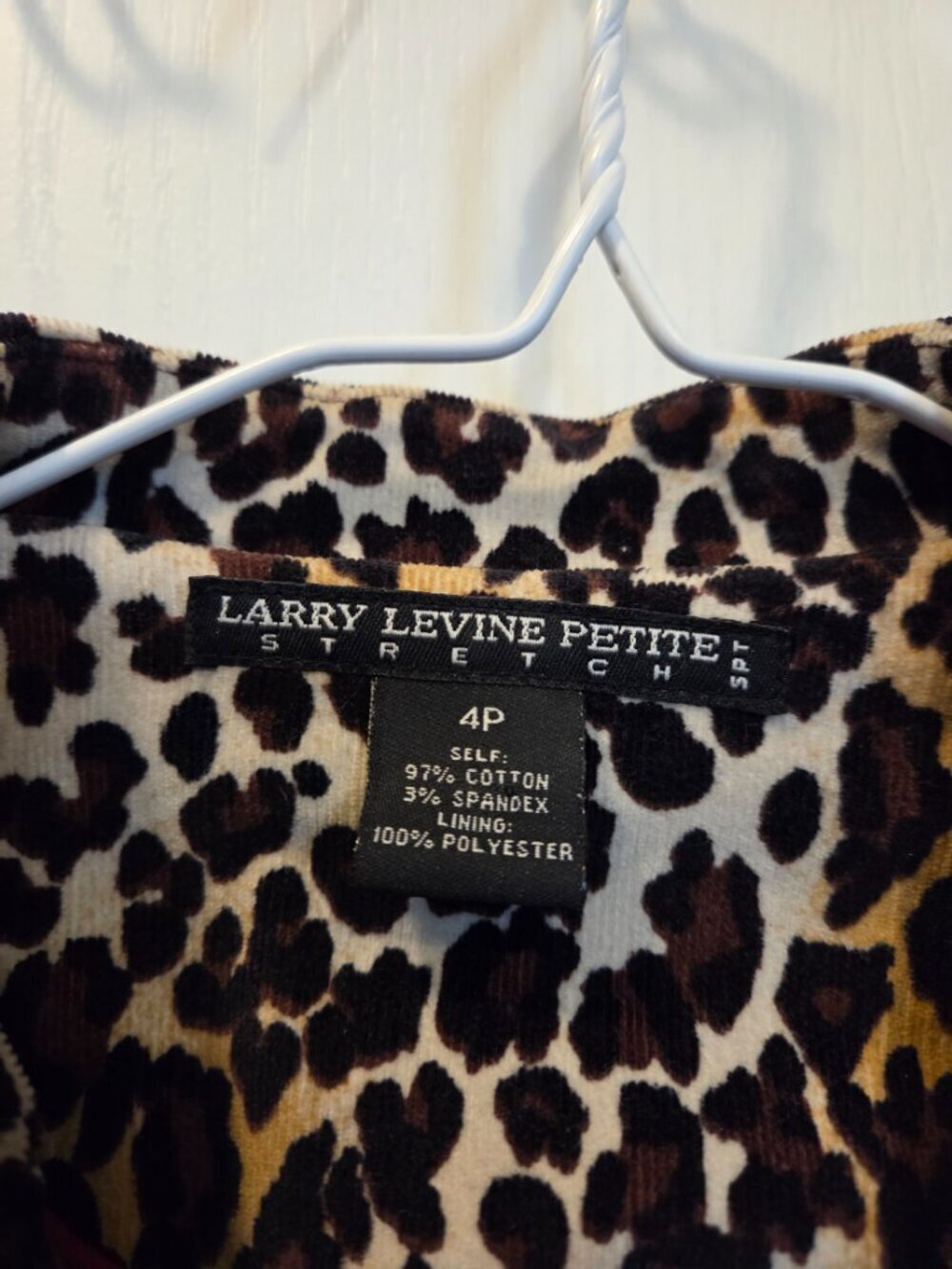Larry Levine Petite Leopard Print Corduroy Blazer 4P - Picture 3 of 7